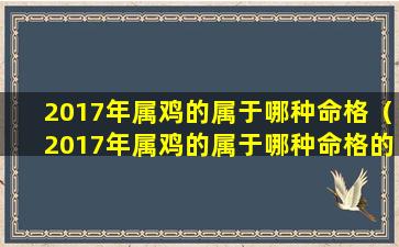 2017年属鸡的属于哪种命格（2017年属鸡的属于哪种命格的人）