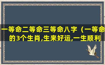 一等命二等命三等命八字（一等命的3个生肖,生来好运,一生顺利）