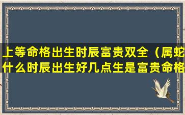 上等命格出生时辰富贵双全（属蛇什么时辰出生好几点生是富贵命格）