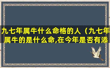 九七年属牛什么命格的人（九七年属牛的是什么命,在今年是否有添丁之喜）