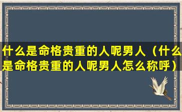 什么是命格贵重的人呢男人（什么是命格贵重的人呢男人怎么称呼）