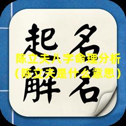 陈立夫八字命理分析（陈立夫是什么意思）