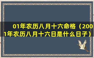 01年农历八月十六命格（2001年农历八月十六日是什么日子）
