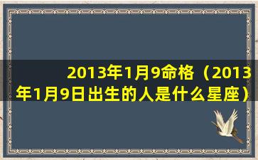 2013年1月9命格（2013年1月9日出生的人是什么星座）