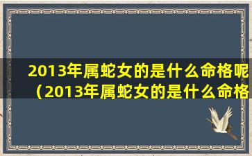 2013年属蛇女的是什么命格呢（2013年属蛇女的是什么命格呢婚姻）