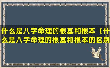 什么是八字命理的根基和根本（什么是八字命理的根基和根本的区别）
