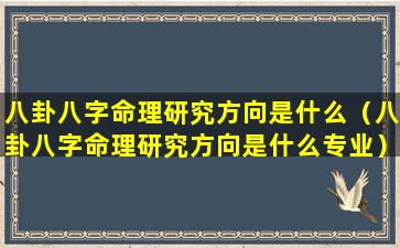 八卦八字命理研究方向是什么（八卦八字命理研究方向是什么专业）