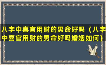 八字中喜官用财的男命好吗（八字中喜官用财的男命好吗婚姻如何）