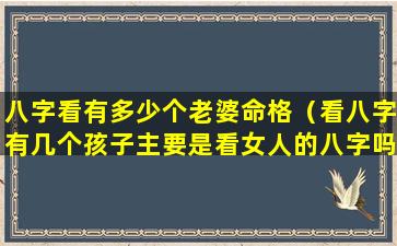 八字看有多少个老婆命格（看八字有几个孩子主要是看女人的八字吗）