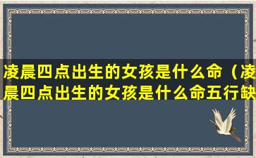 凌晨四点出生的女孩是什么命（凌晨四点出生的女孩是什么命五行缺什么）