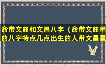命带文曲和文昌八字（命带文曲星的八字特点几点出生的人带文昌星）
