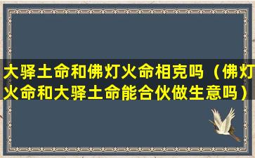 大驿土命和佛灯火命相克吗（佛灯火命和大驿土命能合伙做生意吗）