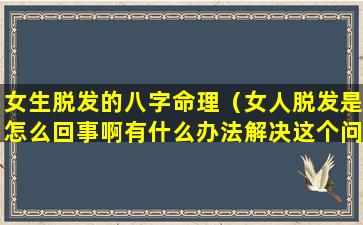 女生脱发的八字命理（女人脱发是怎么回事啊有什么办法解决这个问题）