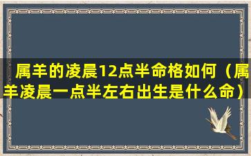 属羊的凌晨12点半命格如何（属羊凌晨一点半左右出生是什么命）