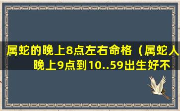 属蛇的晚上8点左右命格（属蛇人晚上9点到10..59出生好不好）