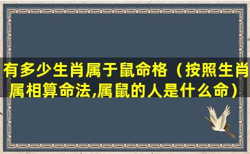 有多少生肖属于鼠命格（按照生肖属相算命法,属鼠的人是什么命）