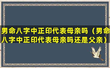 男命八字中正印代表母亲吗（男命八字中正印代表母亲吗还是父亲）