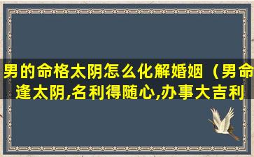 男的命格太阴怎么化解婚姻（男命逢太阴,名利得随心,办事大吉利）